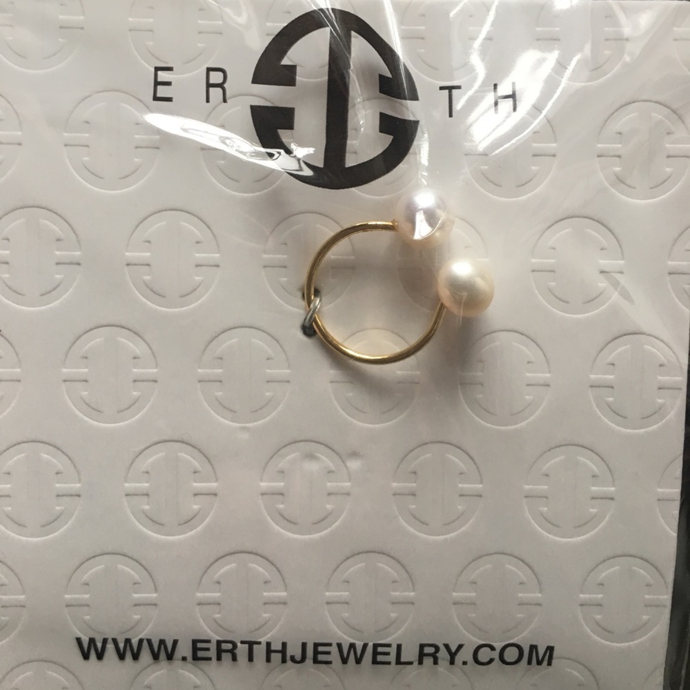 Faux pearl golden ring